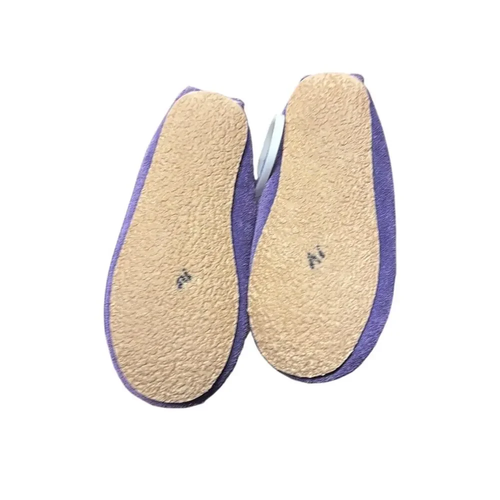 Minnetonka purple suede leather tie Sherpa lined slippers size 6 casual Gorpcore